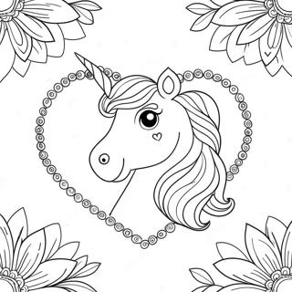 Sparkling Unicorn Heart Coloring Page 33614-26908