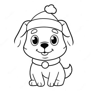 Festive Bluey With Santa Hat Coloring Page 3367-2741