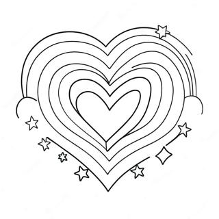 Colorful Rainbow Heart With Stars Coloring Page 33724-26990