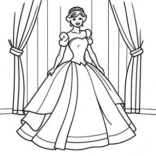 Elegant Princess Diana In A Ball Gown Coloring Page 33734-26999