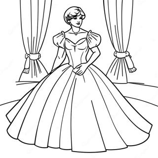 Elegant Princess Diana In A Ball Gown Coloring Page 33734-27000