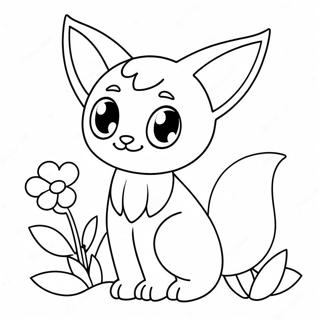 Cute Espeon With Flowers Coloring Page 33774-27030