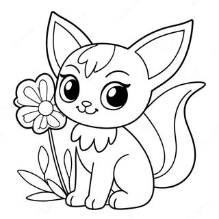 Cute Espeon With Flowers Coloring Page 33774-27031