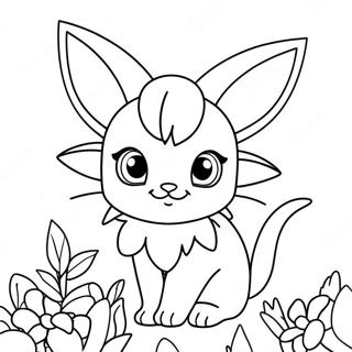 Cute Espeon With Flowers Coloring Page 33774-27032