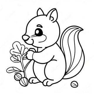 Cute Squirrel With Acorns Coloring Page 3377-2738