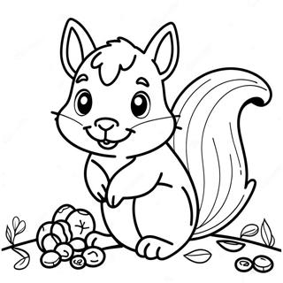 Cute Squirrel With Acorns Coloring Page 3377-2739