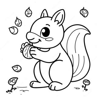 Cute Squirrel With Acorns Coloring Page 3377-2740