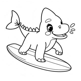 Playful Shark Dog With Surfboard Coloring Page 33784-27048