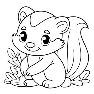 Cute Skunk With Flowers Coloring Page 33794-27053