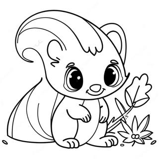 Cute Skunk With Flowers Coloring Page 33794-27055