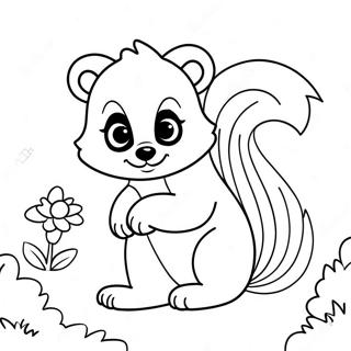 Cute Skunk With Flowers Coloring Page 33794-27056