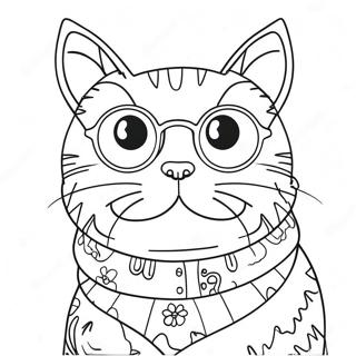 Silly Cat With Big Glasses Coloring Page 33834-27081