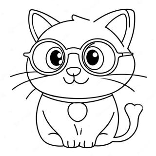 Silly Cat With Big Glasses Coloring Page 33834-27082