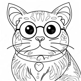 Silly Cat With Big Glasses Coloring Page 33834-27083