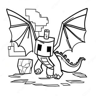 Minecraft Ender Dragon Battle Scene Coloring Page 33854-27097