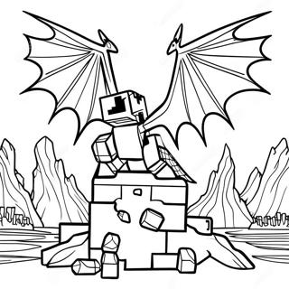 Minecraft Ender Dragon Battle Scene Coloring Page 33854-27098