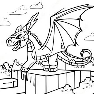 Minecraft Ender Dragon Battle Scene Coloring Page 33854-27099