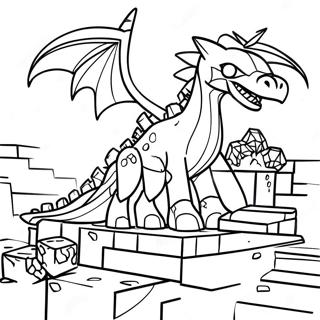 Minecraft Ender Dragon Battle Scene Coloring Page 33854-27100