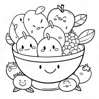 Colorful Fruit Bowl With Smiling Faces Coloring Page 33934-27161