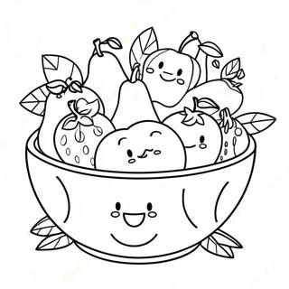 Colorful Fruit Bowl With Smiling Faces Coloring Page 33934-27162