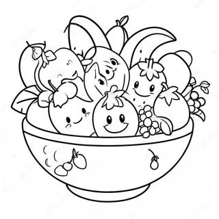 Colorful Fruit Bowl With Smiling Faces Coloring Page 33934-27163