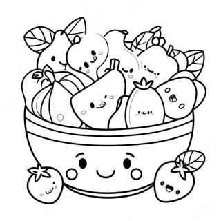 Colorful Fruit Bowl With Smiling Faces Coloring Page 33934-27164