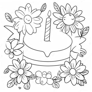 Happy Birthday Flowers Coloring Page 33943-27168