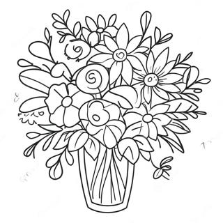 Colorful Birthday Bouquet Coloring Page 33944-27170