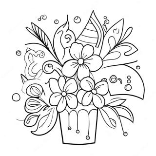 Colorful Birthday Bouquet Coloring Page 33944-27172