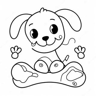 Cute Dog Bone With Paw Prints Coloring Page 33964-27181