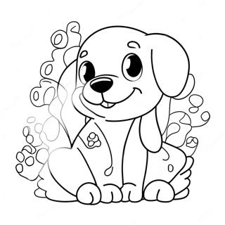 Cute Dog Bone With Paw Prints Coloring Page 33964-27184