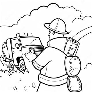 Brave Firefighter In Action Coloring Page 33974-27193