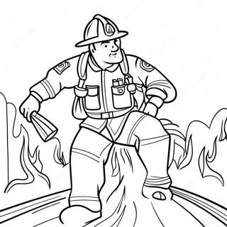 Brave Firefighter In Action Coloring Page 33974-27194