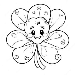 Cute Shamrock With Smiling Face Coloring Page 3397-2753