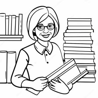 Martha With Colorful Books Coloring Page 34014-27221