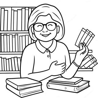 Martha With Colorful Books Coloring Page 34014-27222