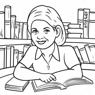 Martha With Colorful Books Coloring Page 34014-27224