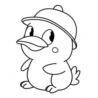 Cute Psyduck With A Hat Coloring Page 34034-27241