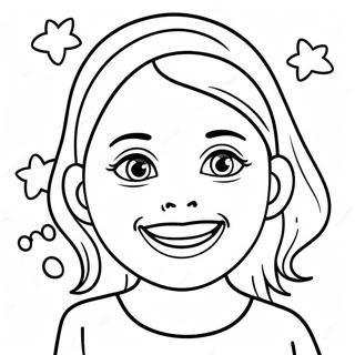 Happy Girl Face Coloring Page 34074-27274