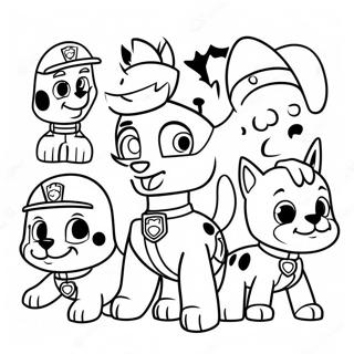 Spooky Paw Patrol Characters Coloring Page 3407-2768