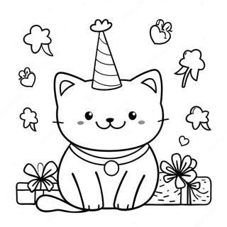 Happy Birthday Cat Coloring Page 34133-27317