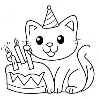 Happy Birthday Cat Coloring Page 34133-27318