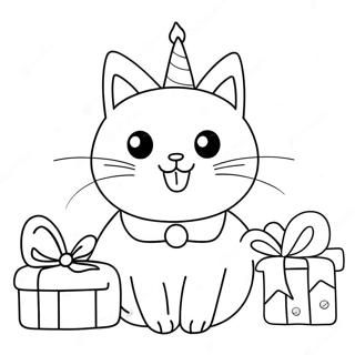 Happy Birthday Cat Coloring Page 34133-27320