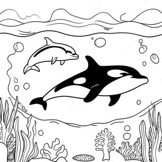 Orca Swimming In The Ocean Coloring Page 3416-2770