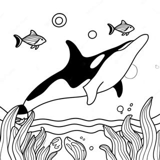 Orca Swimming In The Ocean Coloring Page 3416-2772