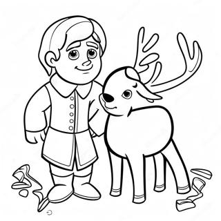 Kristoff With Reindeer Coloring Page 34244-27409