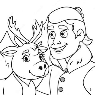 Kristoff With Reindeer Coloring Page 34244-27411