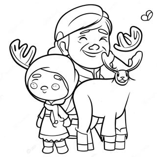 Kristoff With Reindeer Coloring Page 34244-27412