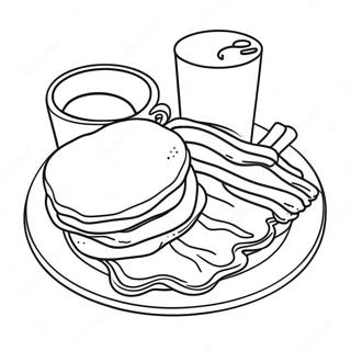 Crispy Bacon Breakfast Plate Coloring Page 34274-27432