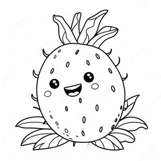 Cute Dragon Fruit With Smiling Face Coloring Page 34294-27450